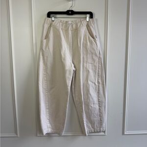 Cream Ankle-Length Relaxed Pants